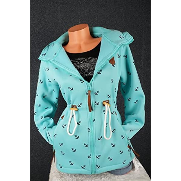 VIN TE Women's Sweat Parka Coat Jacket Hooded Fleece Lined Hoodie Anchor M L XL 2XL